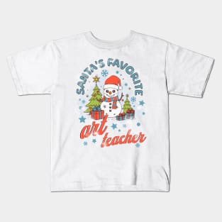 Santa's Favorite Art Teacher Kids T-Shirt